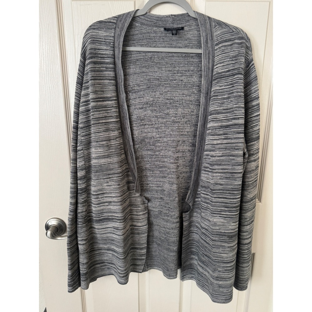 Eileen Fisher Gray Marled Open-Front Cardigan